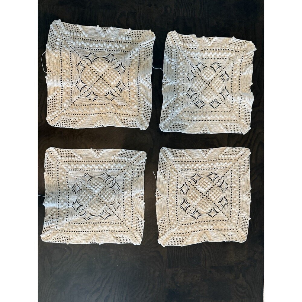 4 Doilies Table Placement Crocket Doilies HM cotton thread
